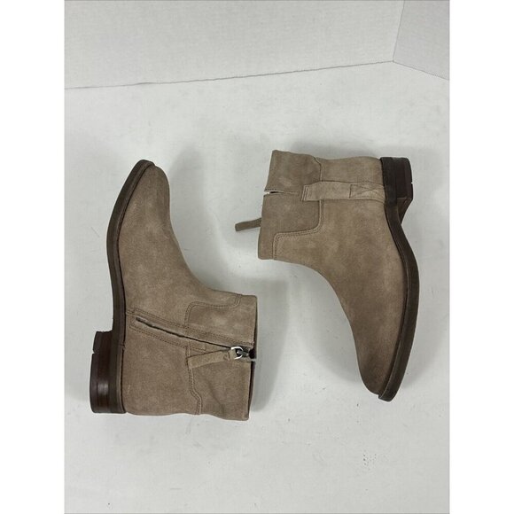Franco Sarto Melina Bootie Women's 9M Tan Beige Suede Leather New With Flaw - Picture 11 of 12